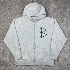 Black Scale Hoodie Mens L Gray The Pyrex Vision Full Zip Sweatshirt Band Music